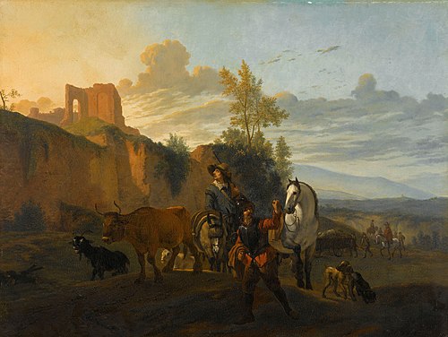 Italian landscape with soldiers, 1670, 