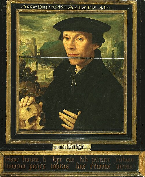 Portrait of a man with a skull, 1545, 