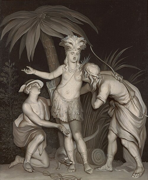 Mercurius, de god van de handel, en Phoebus, de zonnegod, door Amerika ontvangen, 1788, 