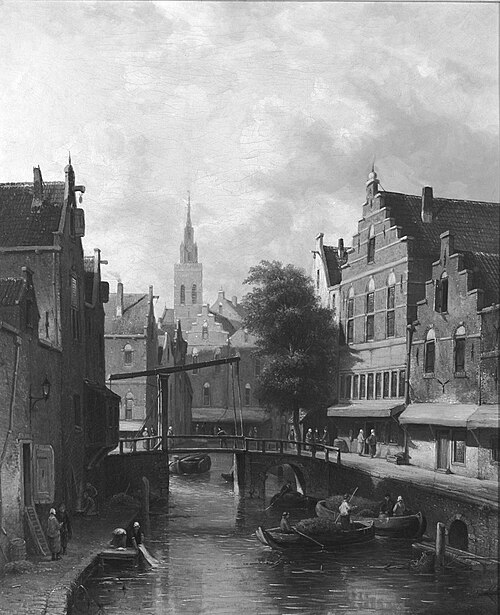 Stadsgracht with draw bridge, 1850, 