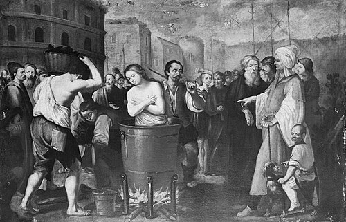 The martyrdom of a female saint, 1600, 