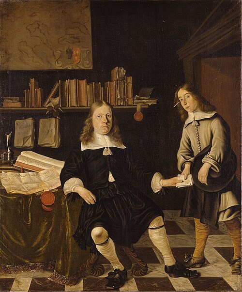 Portrait of Jacob de Vogelaer (1625-1697), with a servant, 1655, 