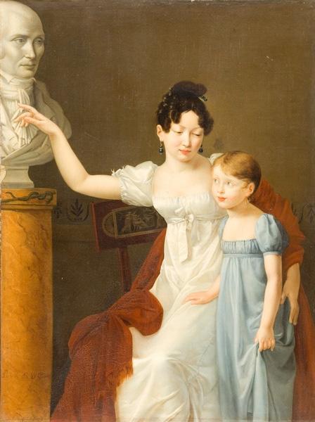 Madame Jean-Pitre Guillon et sa sœur, devant le buste de leur père le Docteur Lobinhes, médecin des , 1810, 