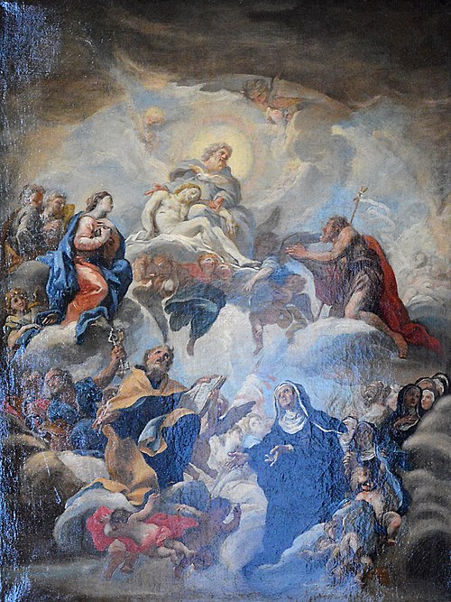 La Sainte-Trinité adorée par une assemblée de saintes et de religieuses, 1750, 