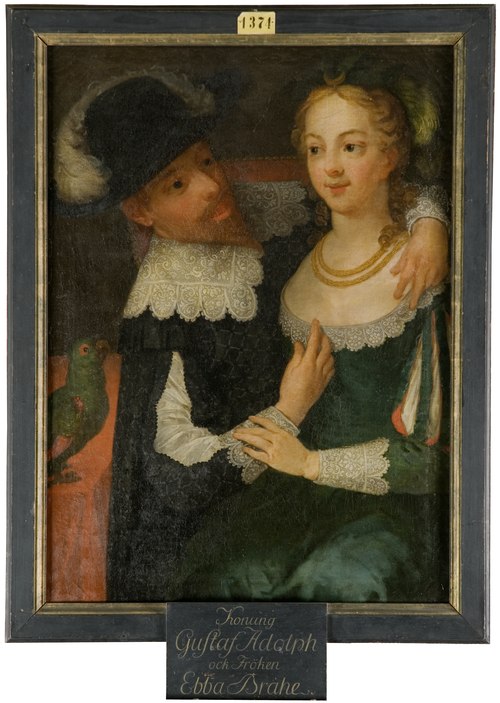 Genrescen kallad Gustav II Adolf, 1594-1632, kung och Ebba Brahe, 1596-1674, , 
