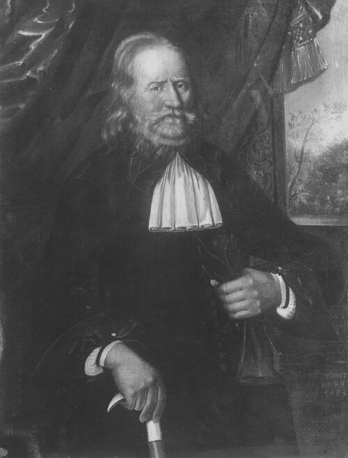 Hans Brehmer (1588-1692), arkitekt, g.m. 1. Maria Du Rées, 2. Christina Ekman, 1683, 