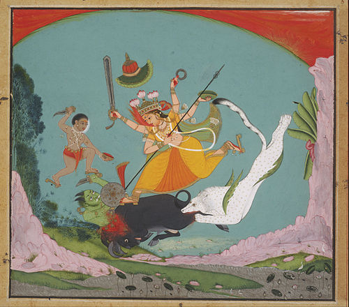 The Great Goddess Durga Slaying the Buffalo Demon, 1750, 