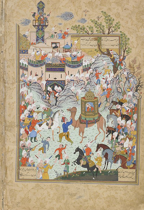 The Aziz and Zulaykha enter the capital of Egypt and the Egyptians come out to greet them, 1556, 