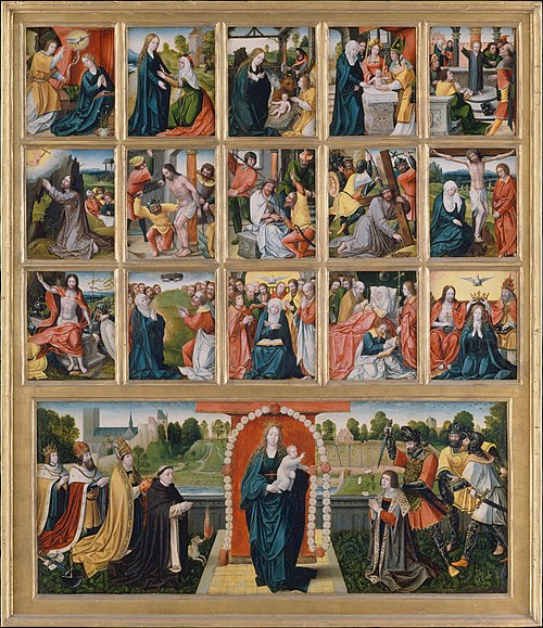 The Fifteen Mysteries and the Virgin of the Rosary, 1517, 