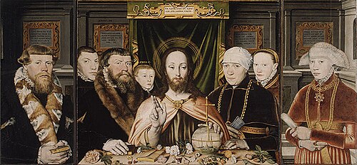 Christ Blessing, Surrounded by a Donor Family, 1573, 