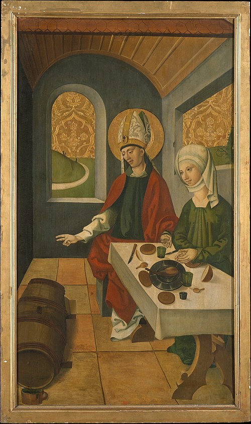 Saint Remigius Replenishing the Barrel of Wine; (interior) Saint Remigius and the Burning Wheat, 1500, 