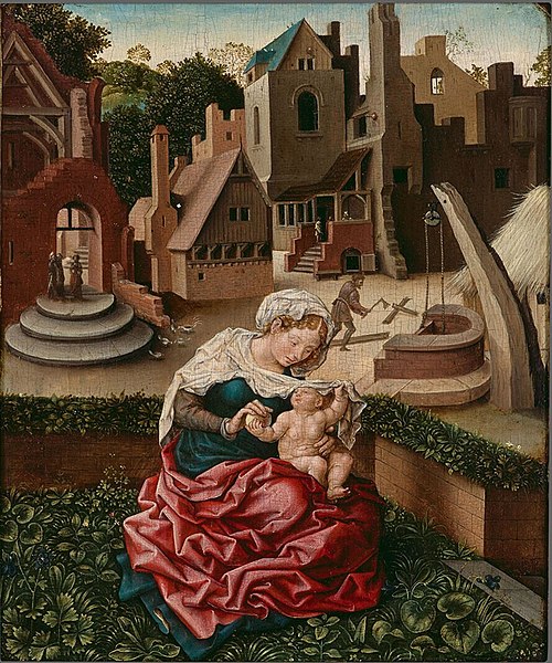 Virgin and child seated in a garden, 1520, 