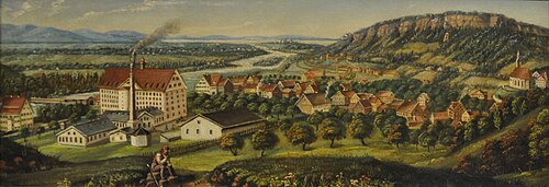 Usine de filage Jenny & Schindler à Kennelbach près de Bregenz, 1840, 