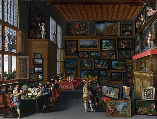 Connaisseurs dans une salle remplie de tableaux, 1620, 