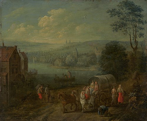 River Landscape with Villages and Travelers [verso], 1675, 