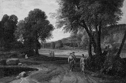 Classical Landscape with Two Women and a Man on a Path, 1665, 