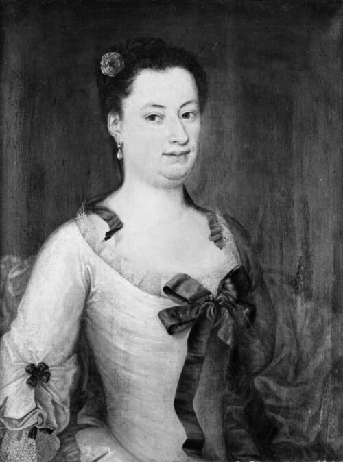 Dameportræt, upudret sort hår, med en rose, 1850, 