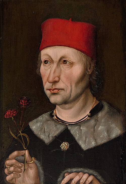 Man in a Red Cap Holding a Carnation, 1480, 