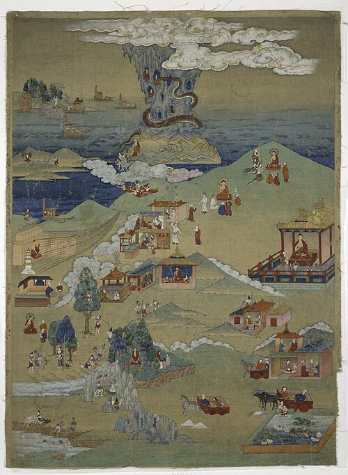 Painted Banner (Thangka) of Five Morality Tales from the Avadana..., 1849, 