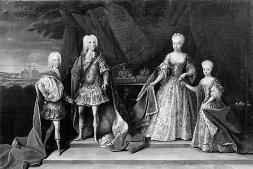 Kong Frederik IV med familie, , 