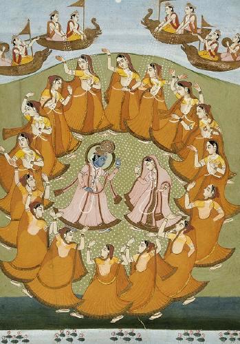 Krishna et Radha dansent le Rasa Lila, 1850, 