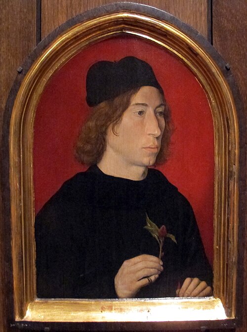 Portrait of a Young Man Holding a Sprig of Cockscomb, 1495, 