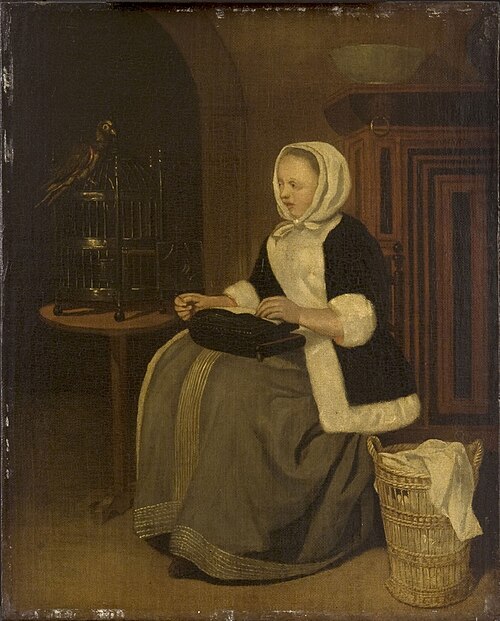 Young Lady Sewing, 1670, 