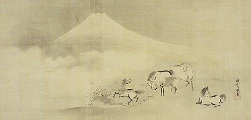 Frolicking Horses under Mt. Fuji, 1650, 