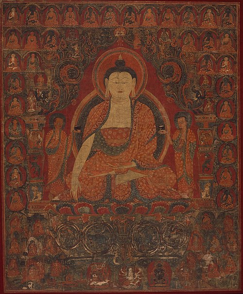 Shakyamuni with the Thirty-Five Buddhas of the Confession of Sins and the Eighteen Arhats, 1450, 