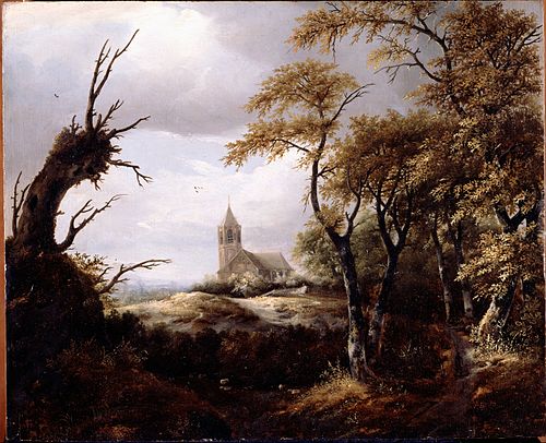 Paysage avec une église, 1640, 