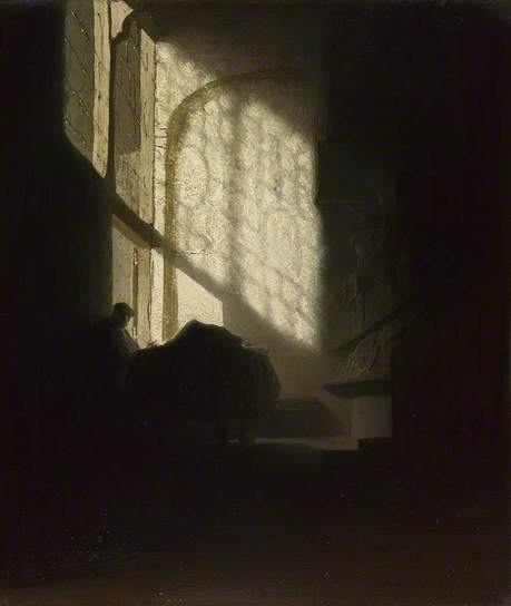 A Man seated reading at a Table in a Lofty Room, 1630, 