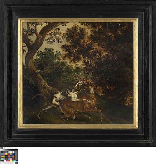 Hert aangevallen door een hond, 1601, 
