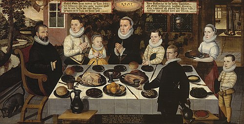 A protestant Family during dinner, 1583, 