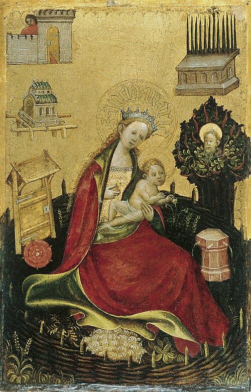 The Virgin and Child in the Hortus Conclusus (left wing), 1410, 