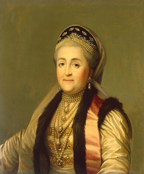 Portrait of Catherine II Wearing a Kokoshnik (Woman's Headdress). Copy, 1835, 