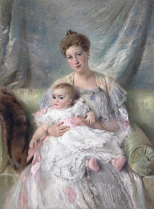 Portrait of Grand Duchess Maria Georgievna with Her Daughter Nina, 1901, 