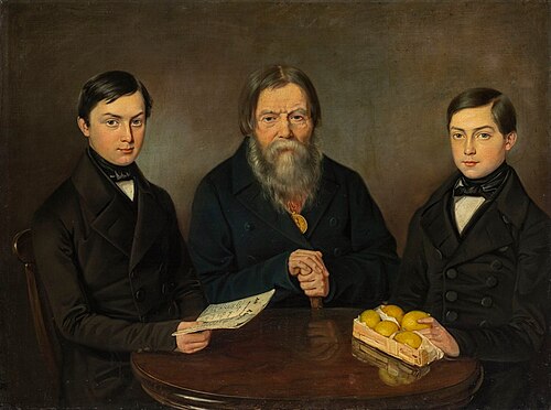 Portrait of the Merchant Smurov with His Grandsons, 1845, 