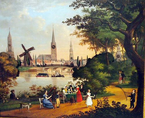 Picture clock with Alster panorama, 1830, 
