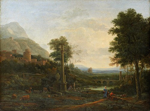 Landscape with a Column and Figure, 1650, 