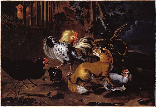 Renard et volailles, 1650, 