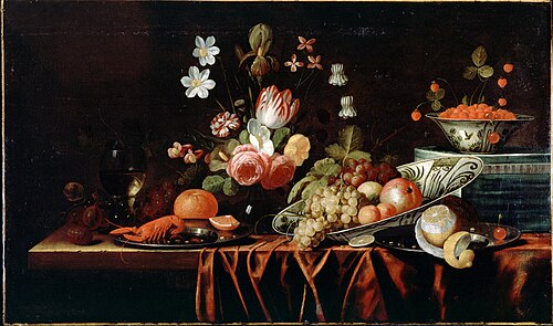 Still Life with Fruit, Flowers and Crayfish, 1686, 