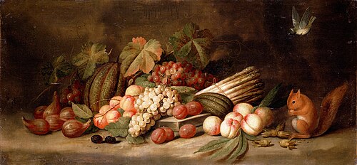 Still Life with Fruit and a Squirrel, 1670, 