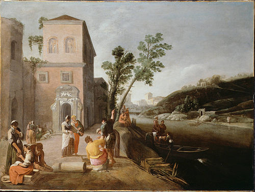 Figures on the  Bank of a River, 1650, 
