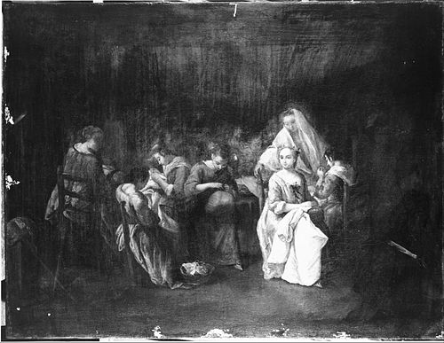 Girls Sewing, 1750, 