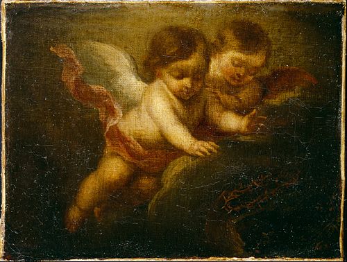 Two Child Angels Contemplating the Crown of Thorn, 1650, 
