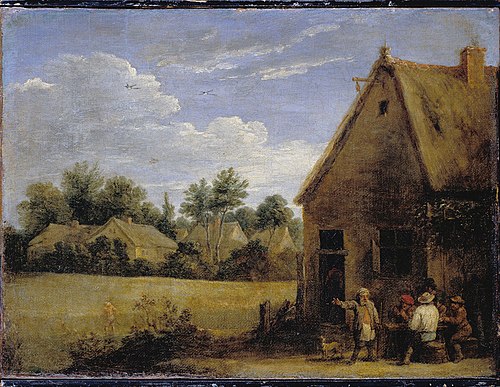 Cottage with Peasants playing Card, 1650, 