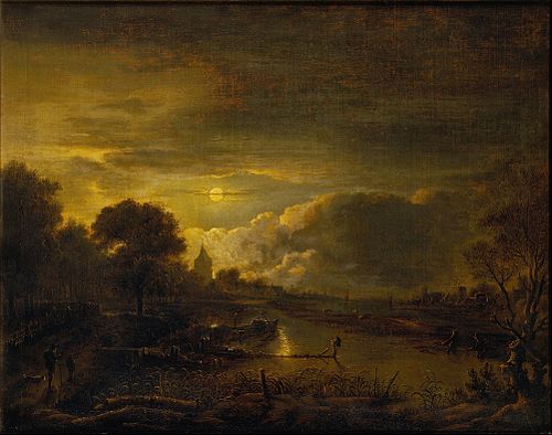 River Scene by Moonlight, 1650, 