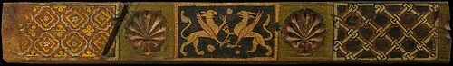 Fragment of a coffered ceiling beam with griffins, plant motifs and interlaced motifs, 1300, 