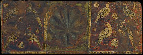 Coffered ceiling panel with palm leaf and birds, 1300, 