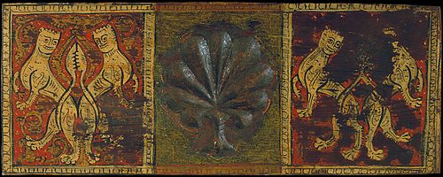 Coffered ceiling panel with palm leaf and fantastic animals, 1300, 